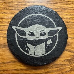 Star Wars Grogu Laser Engraved Slate Coaster